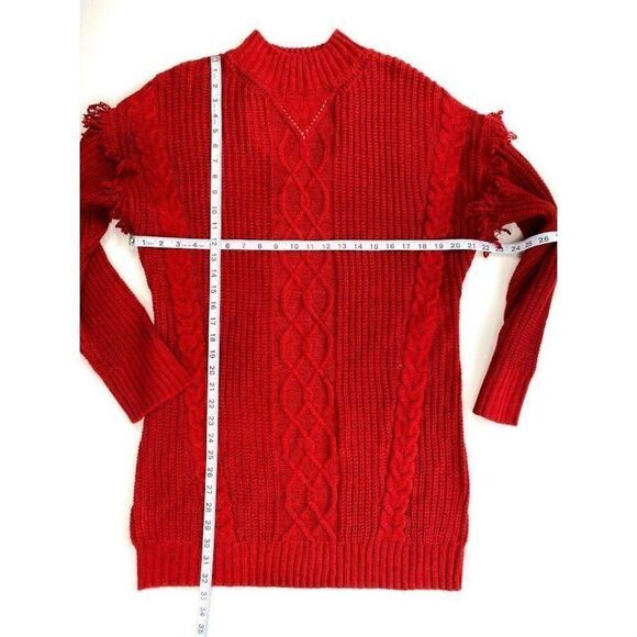‎American Rag Tunic Sweater Juniors' Mixed-Knit Red - Picture 4 of 7